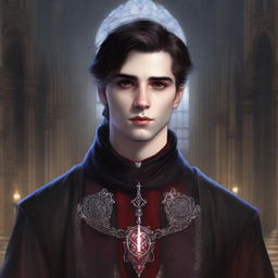 This is a high-quality digital art image of a 20-year-old priest from Dungeons and Dragons