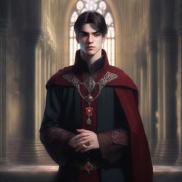 This is a high-quality digital art image of a 20-year-old priest from Dungeons and Dragons