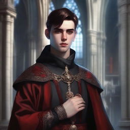 This is a high-quality digital art image of a 20-year-old priest from Dungeons and Dragons