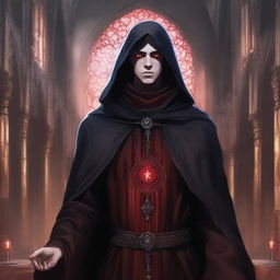 An intricately detailed digital art image featuring a 20-year-old priest from Dungeons and Dragons