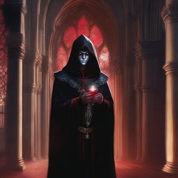 A high-quality digital art image, portraying a 20-year-old Vecna priest from Dungeons and Dragons