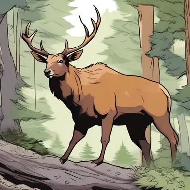 In the superhero comic 'Nature's Guardians', the protagonist gains the ability to transform into a mighty wapiti and uses it to protect the forest from poachers and deforestation.