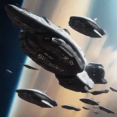 In the science fiction movie, the spaceships are perfectly synced with each other, moving in perfect unison.