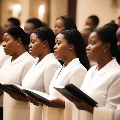 The choir members sang hymns, making sure to sync their voices and harmonize beautifully during the religious ceremony.