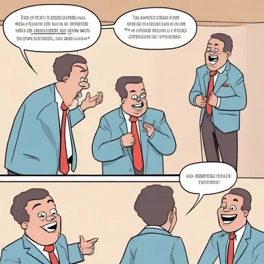 The exalting punchline of the joke had the entire room erupting in laughter.
