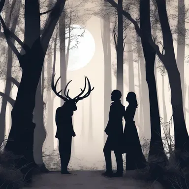 In the depths of the forest, under the moonlight's obscurity, they shared their first romantic encounter.
