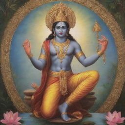 Aesthetic, artistic representation of Lord Rama imbued with tranquility and divine grace.