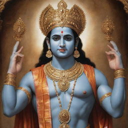 A detailed, lifelike image featuring Lord Rama, showcasing his divine grace and royal attire.