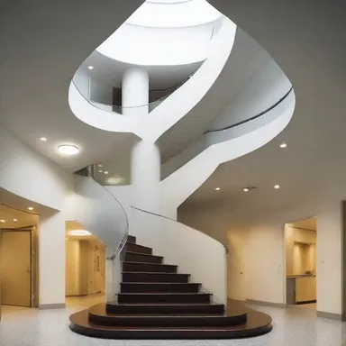 The architect incorporated a perseveration of spiral staircases throughout the design of the building.