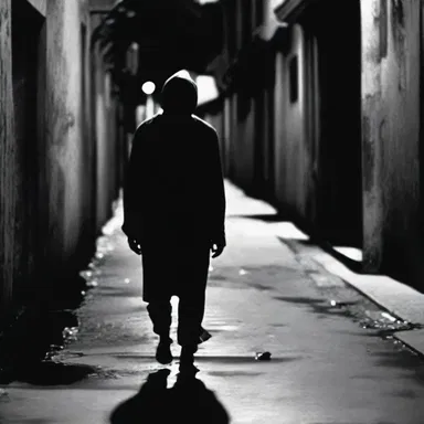 The horror movie featured a creepy mendicant who wandered the streets at night, lurking in the shadows and begging for money.
