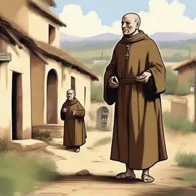 In the classic novel, the mendicant friar traveled from village to village, living off the generous donations of the people.