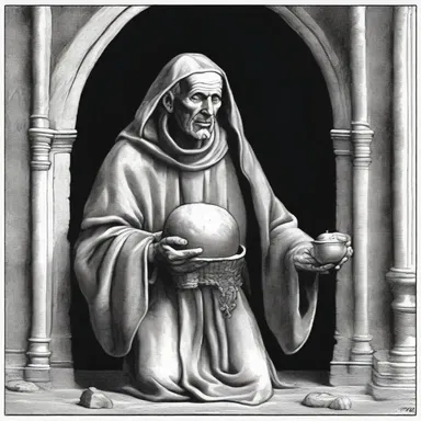 According to ancient mythology, the mendicant friar possessed magical powers and could grant wishes to those who provided him with alms.