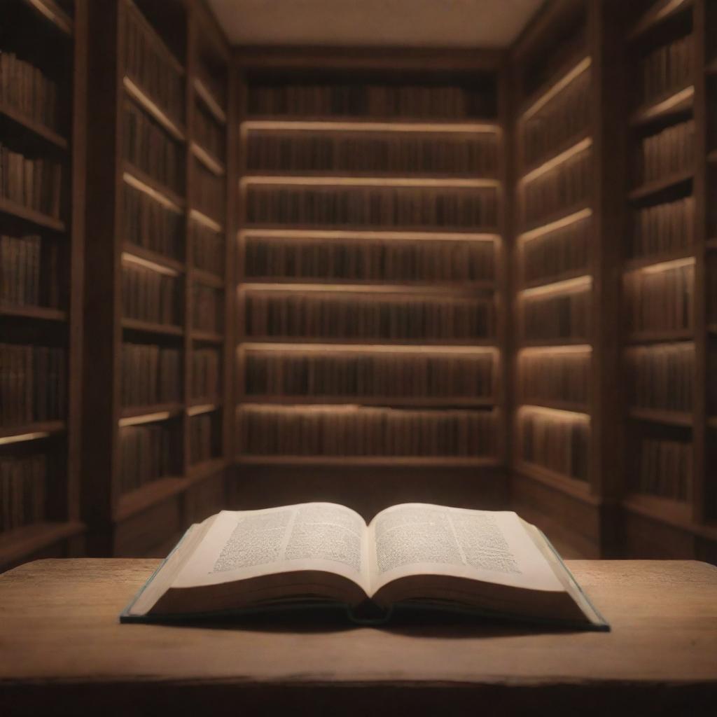 Subtle, animated version of a cozy library. Include soft lighting flickering on books, gentle floating dust particles illuminated by ambient light, and pages faintly turning for a serene website background.