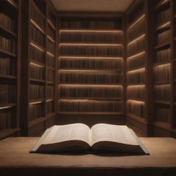 Subtle, animated version of a cozy library. Include soft lighting flickering on books, gentle floating dust particles illuminated by ambient light, and pages faintly turning for a serene website background.