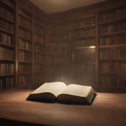 Subtle, animated version of a cozy library. Include soft lighting flickering on books, gentle floating dust particles illuminated by ambient light, and pages faintly turning for a serene website background.