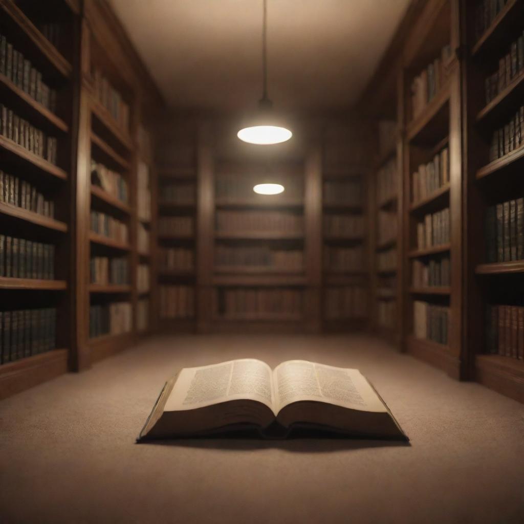 Subtle, animated version of a cozy library, without a central table. Feature soft lighting flickering on books, gentle floating dust particles illuminated by ambient light, and pages faintly turning. Suitable for serene website background.