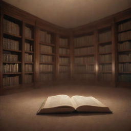 Subtle, animated version of a cozy library, without a central table. Feature soft lighting flickering on books, gentle floating dust particles illuminated by ambient light, and pages faintly turning. Suitable for serene website background.