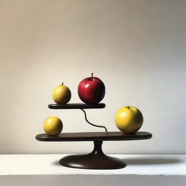 The artist carefully placed the objects on the balance to achieve a visually pleasing composition.