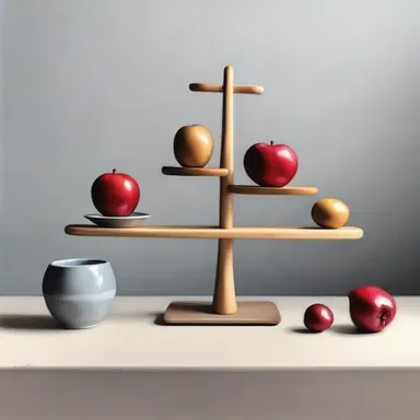 The artist carefully placed the objects on the balance to achieve a visually pleasing composition.