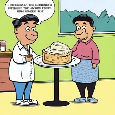 In the comic strip, the character used a balance to ensure fairness in dividing a large pie between their friends.