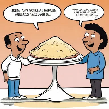 In the comic strip, the character used a balance to ensure fairness in dividing a large pie between their friends.