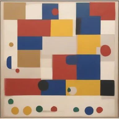 The artist used balance in their painting by evenly distributing the colors and shapes throughout the canvas.
