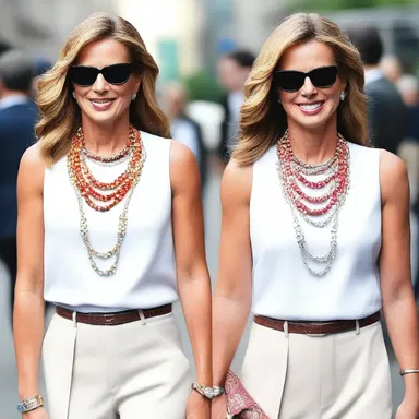 She added a statement necklace to her outfit to create balance and draw attention to her neckline.
