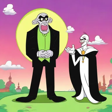 In this episode, the evil villain tried to upset the balance of good and evil in the cartoon world.