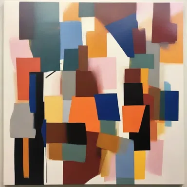 The abstract painting demonstrated a perfect balance of colors and shapes.
