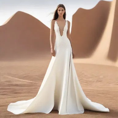 The designer created a dress with a balance of structure and flow.