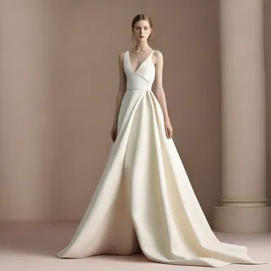 The designer created a dress with a balance of structure and flow.
