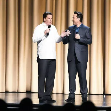The comedian delivered a punchline with perfect timing and balance.