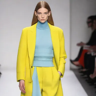 The designer carefully balanced the outfit's color scheme and proportions.