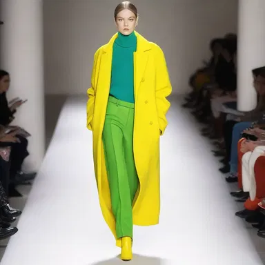 The designer carefully balanced the outfit's color scheme and proportions.