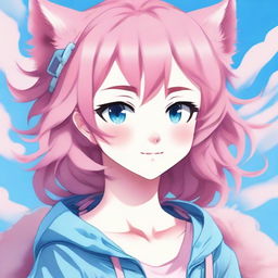 An anime-style digital art featuring a petite 18-year-old anthropomorphic character with feminine features