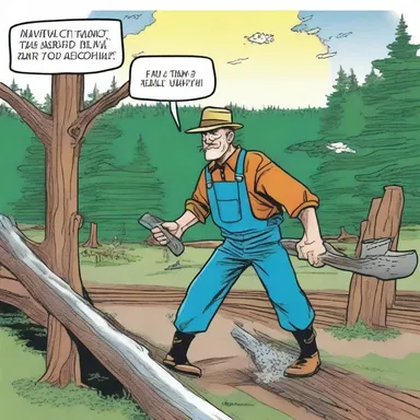 The rail-splitter is featured in a popular comic strip, showcasing his skillful log-splitting abilities.