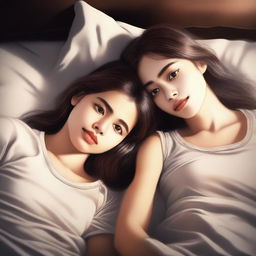 A high-quality digital art piece portraying two girls