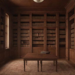 Subtle, animated, aesthetic brown library background intended for a website. Remove table, enhance lighting with ambiance, portray gentle page-turning animations, and ensure a warmly lit, inviting aesthetic that emphasizes homely coziness.