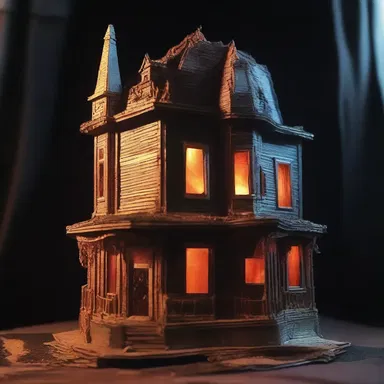 The transistorized haunted house was filled with eerie sounds and flickering lights.