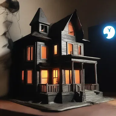 The transistorized haunted house was filled with eerie sounds and flickering lights.