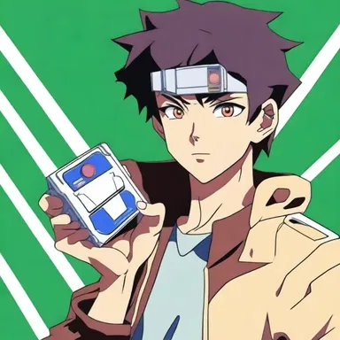 The protagonist in the anime series had a high-tech, transistorized device that helped him fight the villains.