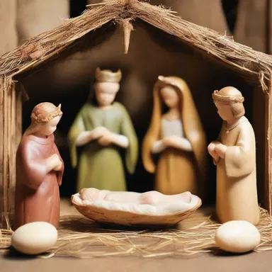 The nativity scene had all the characters present, including the baby Jesus.