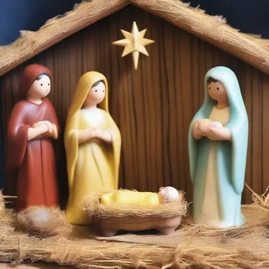 The nativity scene had all the characters present, including the baby Jesus.
