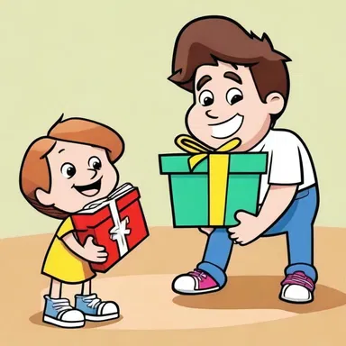 The main character in the cartoon received a present from his best friend.