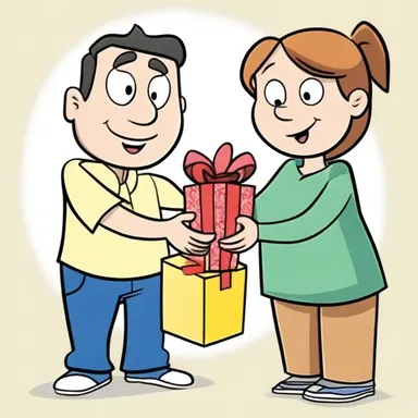 The main character in the cartoon received a present from his best friend.