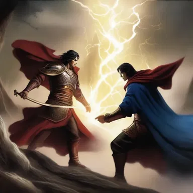 In the fantasy novel, the hero battles against a powerful sorcerer.