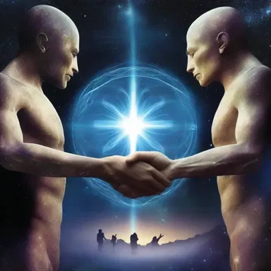 In the distant future, humans exchange presents with beings from other galaxies as a gesture of peace and unity.