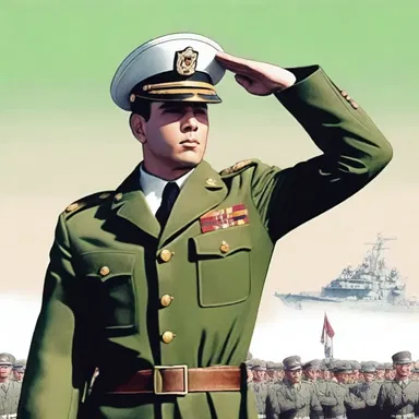 In the novel, the protagonist presents a military salute as a sign of respect to his commanding officer.