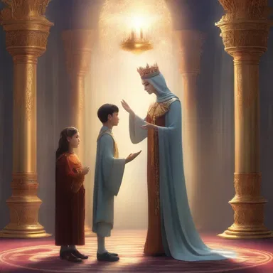 The queen of the magical kingdom presented the young magician as the chosen one to fulfill the prophecy.