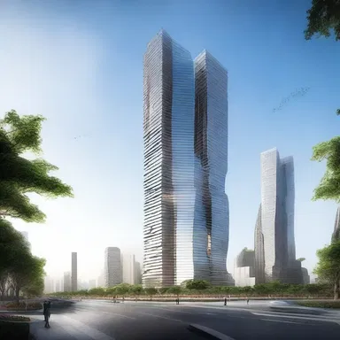 The architect presented his innovative design for the skyscraper, showcasing how it harmonizes with the surrounding urban landscape.